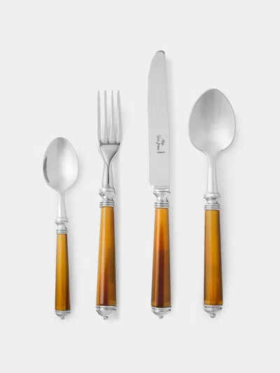 Alain Saint-joanis Marbella Dark Horn Resin Dinner Cutlery (set Of 4)  Abask Gift Set In Brown