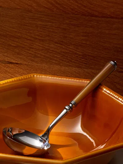 Alain Saint-joanis Marbella Dark Horn Resin Soup Ladle  Abask Luxury Gift In Brown