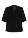 Alainpaul 3/4-sleeved Double-breasted Blazer In Black
