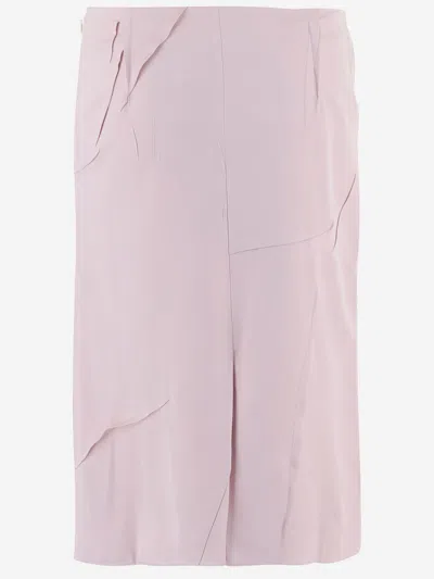 Alainpaul Acetate-blend With Bow Belt Skirt In Pink