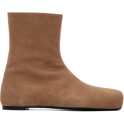 Alainpaul Beige Pina Flat Chelsea Boots In Taupe Suede