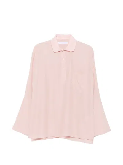Alainpaul Bell-sleeve Polo Top In Pink