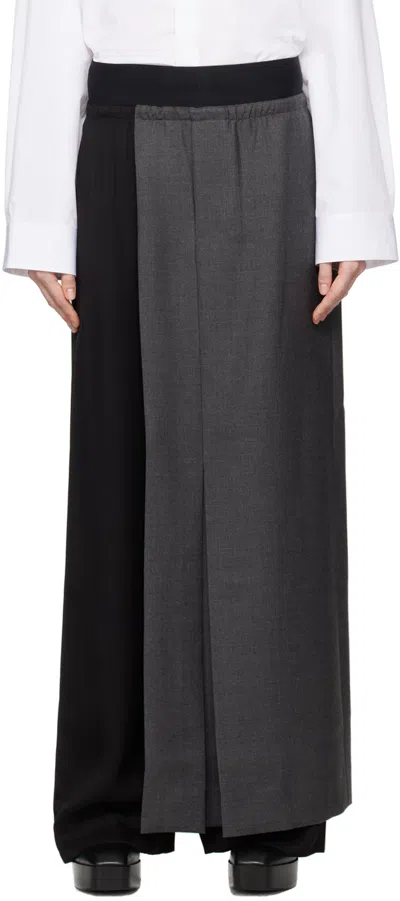 ALAINPAUL BLACK & GRAY HALF TAILORED TROUSERS