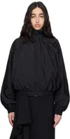 Alainpaul Black Gathered Neck Track Jacket In Black