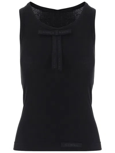 Alainpaul Black Ribbed Bow Lyocell-blend Tank Top