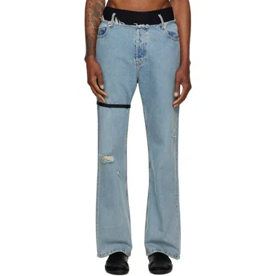 Alainpaul Blue Regular Fit Jeans In Blue Wash Denim