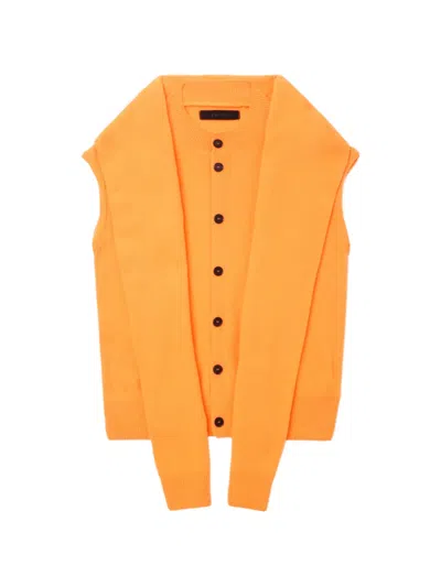 Alainpaul Buttoned Layered Cardigan In Orange