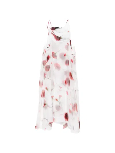 Alainpaul Carnation-print Silk Dress In White