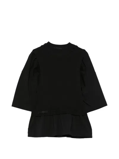 Alainpaul Crew-neck Peplum T-shirt In Black