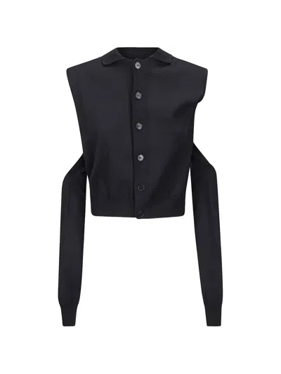 Alainpaul Cut-out Sleeveless Cardigan In Black