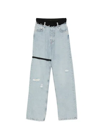 Alainpaul Distressed Strap Jeans In Blue