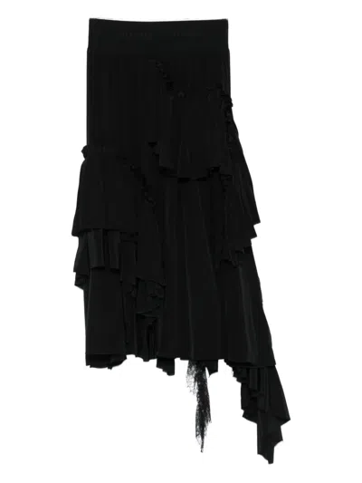 Alainpaul Draped Asymmetric Midi Skirt In Black