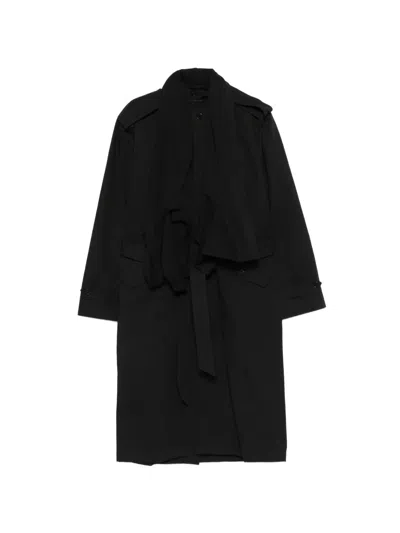 Alainpaul Draped Belted Trench Coat In Black