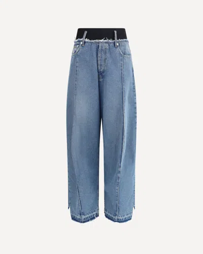 Alainpaul Elastic Waist Jeans In Blue