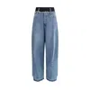 Alainpaul Elastic Waist Jeans In Blue