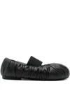Alainpaul Elasticated-band Gathered Leather Ballet Flats In Black