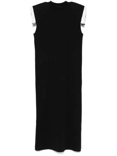 Alainpaul Embroidered Layered Midi Dress In Black
