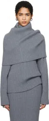 Alainpaul Gray Covered Shoulders Turtleneck In Grey Melange