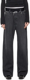 Alainpaul Gray Elasticated Jeans In Black Wash