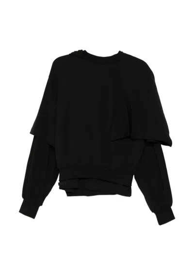 Alainpaul Hanging Ruffled Hoodie In Black
