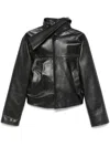 Alainpaul Black Scarf Collar Leather Jacket In Black