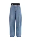 Alainpaul Elastic Waist Jeans In Blue