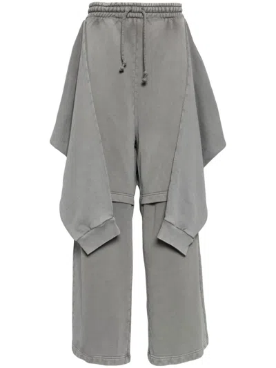 Alainpaul Layered Cotton Track Trousers In Grey