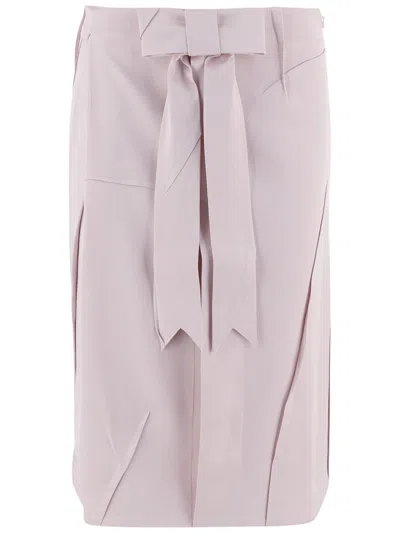 Alainpaul Light Pink Bow Acetate-blend Midi Skirt In Red