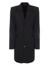 Alainpaul Peak-lapel Padded-shoulder Coat In Black