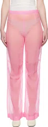 Alainpaul Pink Mousseline Silk Chiffon Knee Trousers
