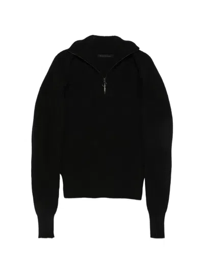 Alainpaul Quarter-zip Ribbed-knit Sweater In Black