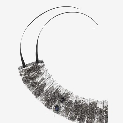 Alainpaul Rhinestone-embellished Mesh Choker Necklace In Black
