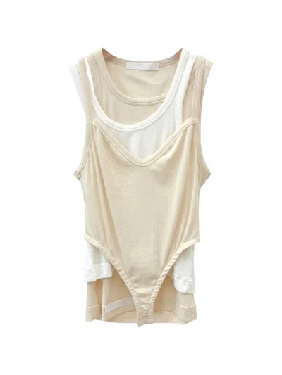 Alainpaul Ribbed Layered-effect Tank Top In Neutral