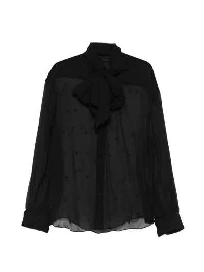 Alainpaul Rose-embroidered Sheer Blouse In Black