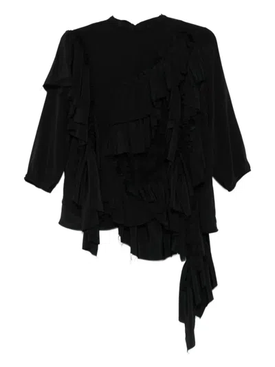 Alainpaul Ruffled Asymmetric Top In Black