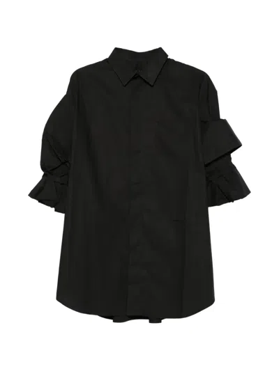 Alainpaul Ruffled-sleeve Shirt In Black