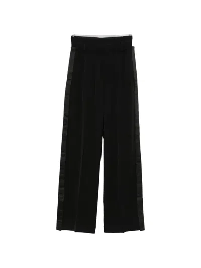 Alainpaul Satin-stripe Wide-leg Trousers In Black
