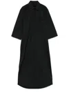 Alainpaul Three-quarter-sleeves Shirt Midi Dress In Black