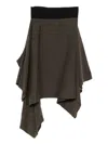 Alainpaul Asymmetric Hem A-line Skirt In Brown