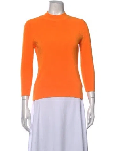 Pre-owned Alainpaul Virgin Wool Mock Neck Sweater In Orange