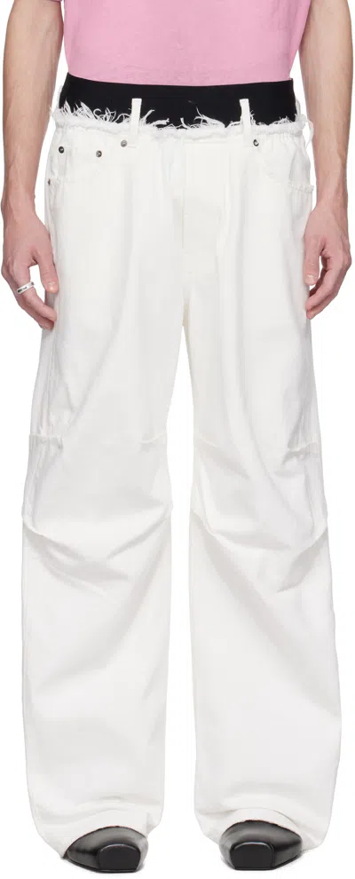 Alainpaul White Knee Jeans In White Wash