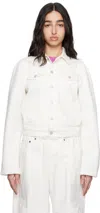 Alainpaul White Molded Shoulder Denim Jacket In White Wash