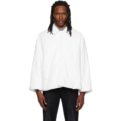 Alainpaul White Padded Short Car Coat In White Tyvek