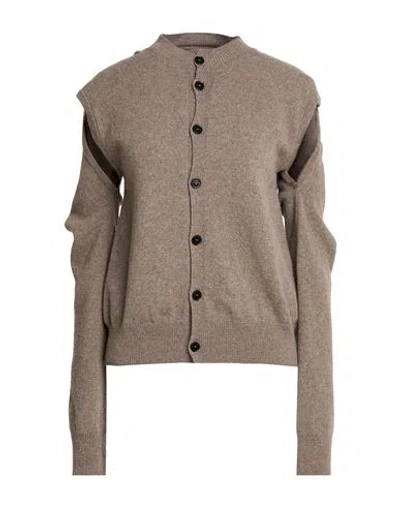 Alainpaul Woman Cardigan Taupe Size 3 Virgin Wool, Cashmere In Brown
