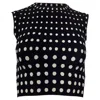 Alala Alaia Polka Dot Sleeveless Crop Top In Black Viscose In Black