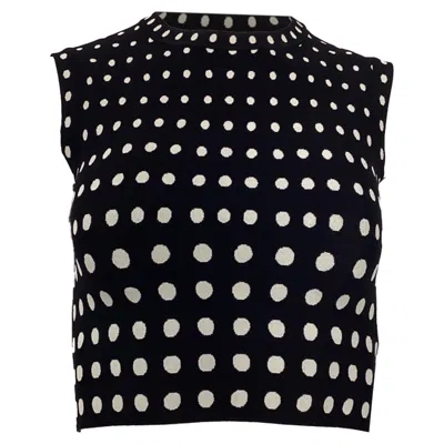 Alala Alaia Polka Dot Sleeveless Crop Top In Black Viscose