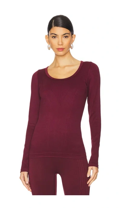 Alala Barre Seamless Long Sleeve Tee In Burgundy