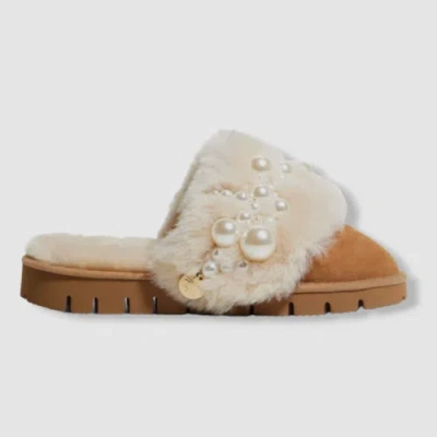 Pre-owned Alameda Turquesa $426  Women's Beige Pinctada Pearly Suede Slipper Shoes Size 39