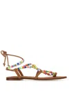 Alameda Turquesa Embellished Synthetic Leather Arco-iris Sandals In Brown