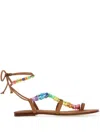 Alameda Turquesa Embellished Synthetic Leather Arco-iris Sandals In Braun